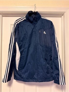 Adidas Classic 3 Stripe Windbreaker Track Jacket - Navy - Size M